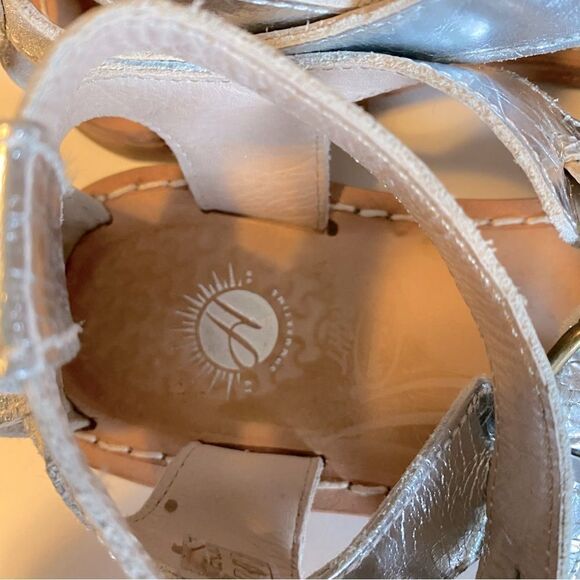 H By Hudson London Silver leather strappy buckle gladiator sandals -40/US 9 - Picture 13 of 13